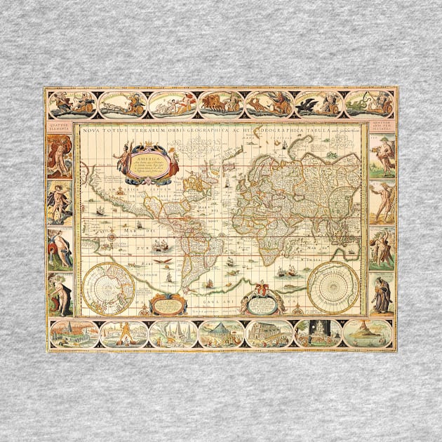 Antique Old World Map by Willem Blaeu, c. 1630 by MasterpieceCafe